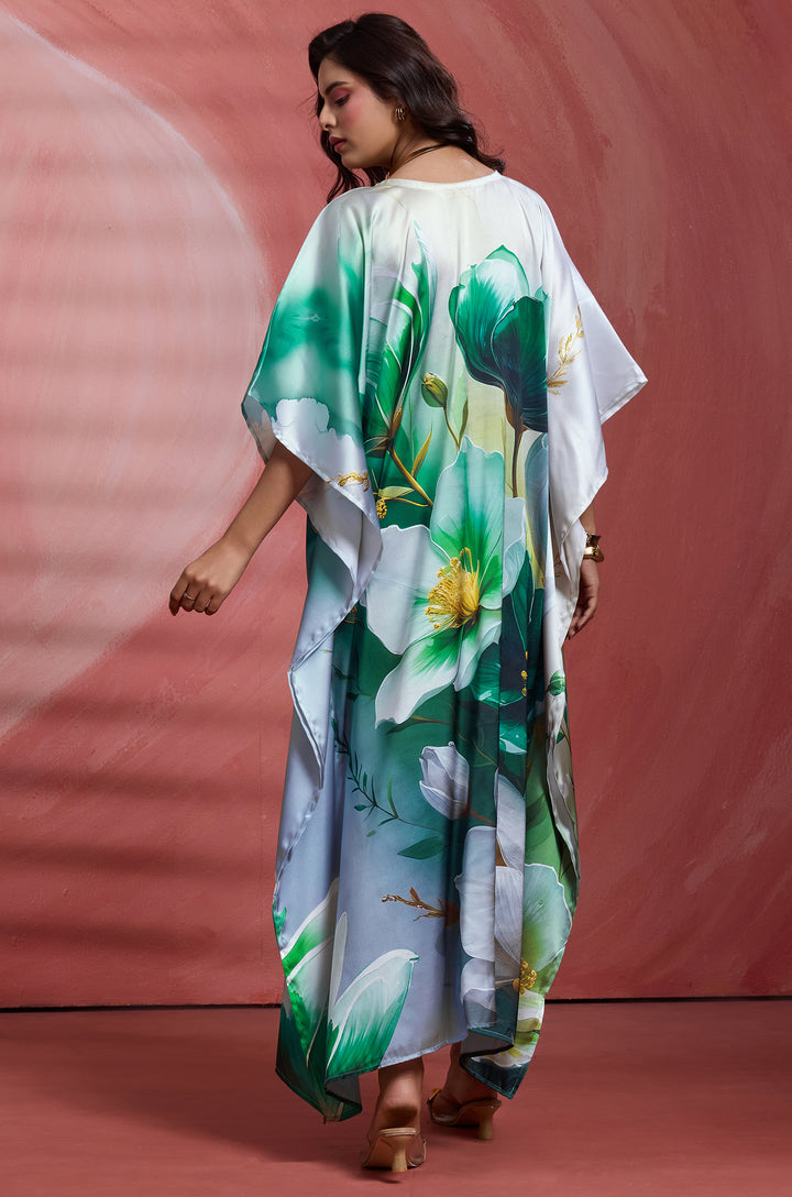 Sage Flow Kaftan - Women's Satin Kaftan Online India | Label Aarna