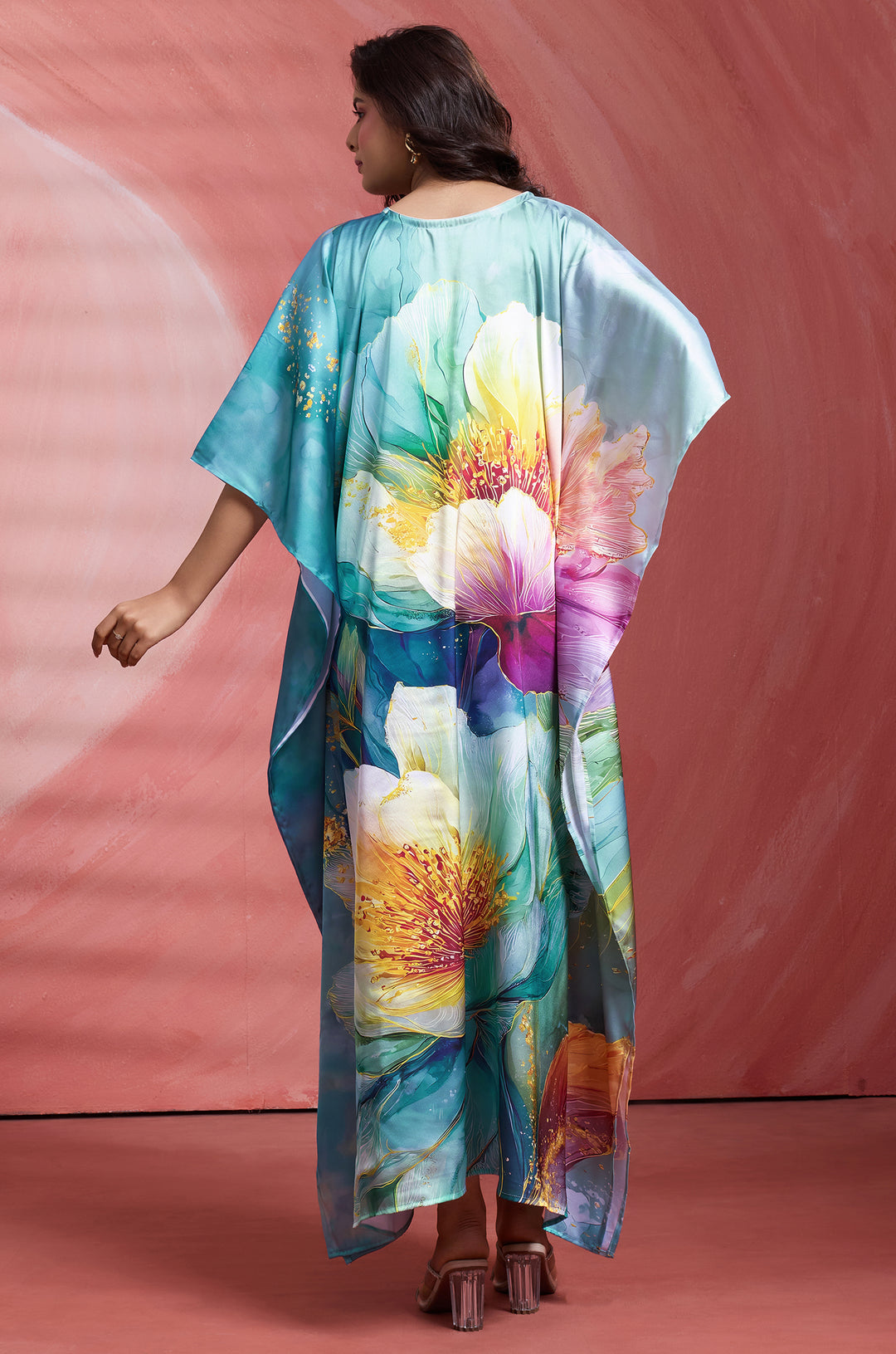 Whisper Flora Kaftan - Women's Satin Kaftan Online India | Label Aarna