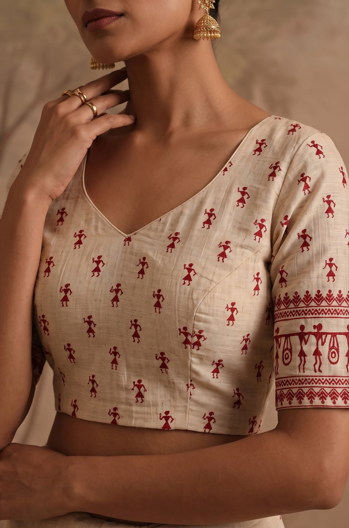 Red Woven Jamdhani Cotton Saree | Sutra Collection