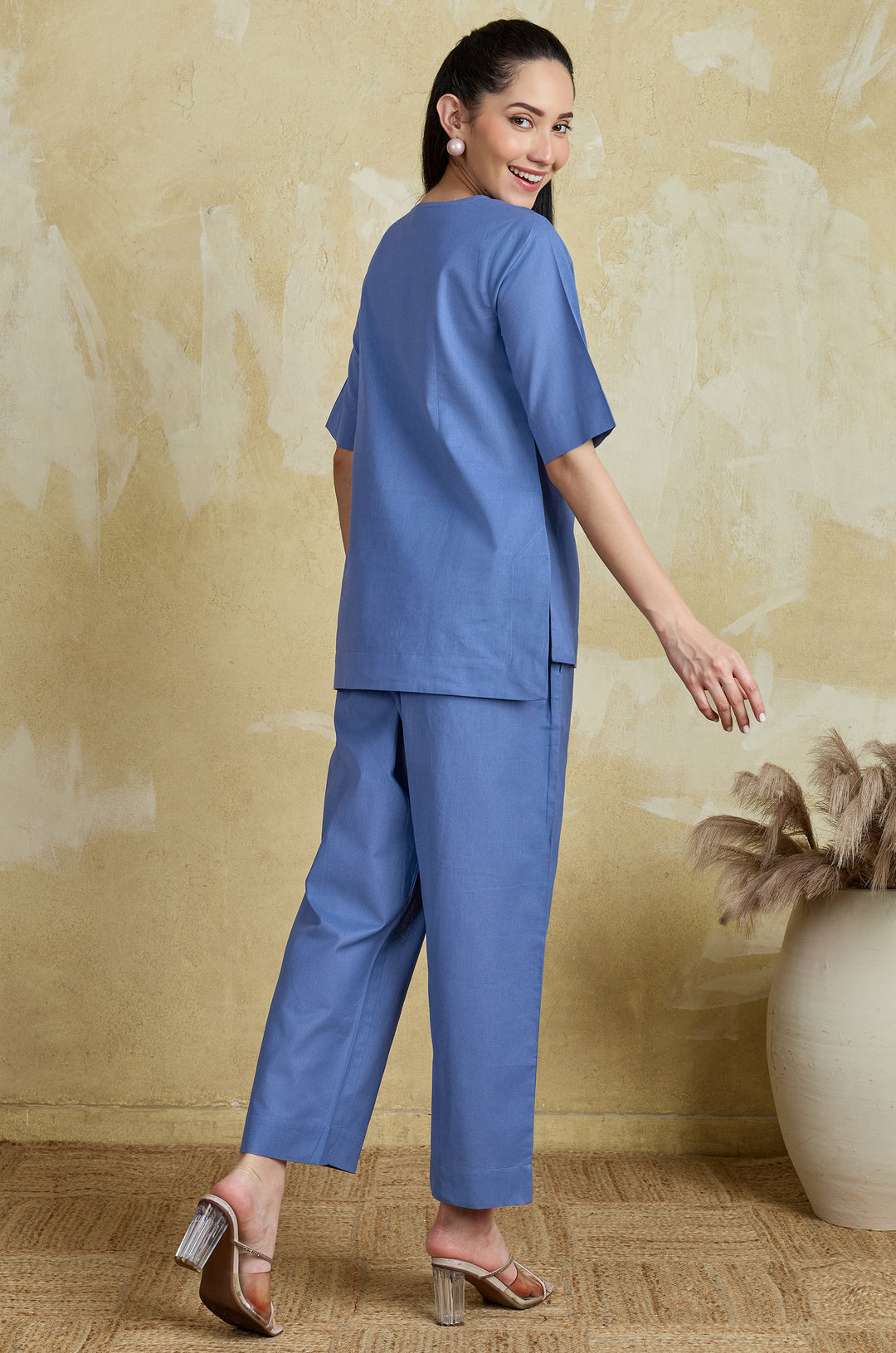 Blue Breeze Pure Cotton Women Co-ord set