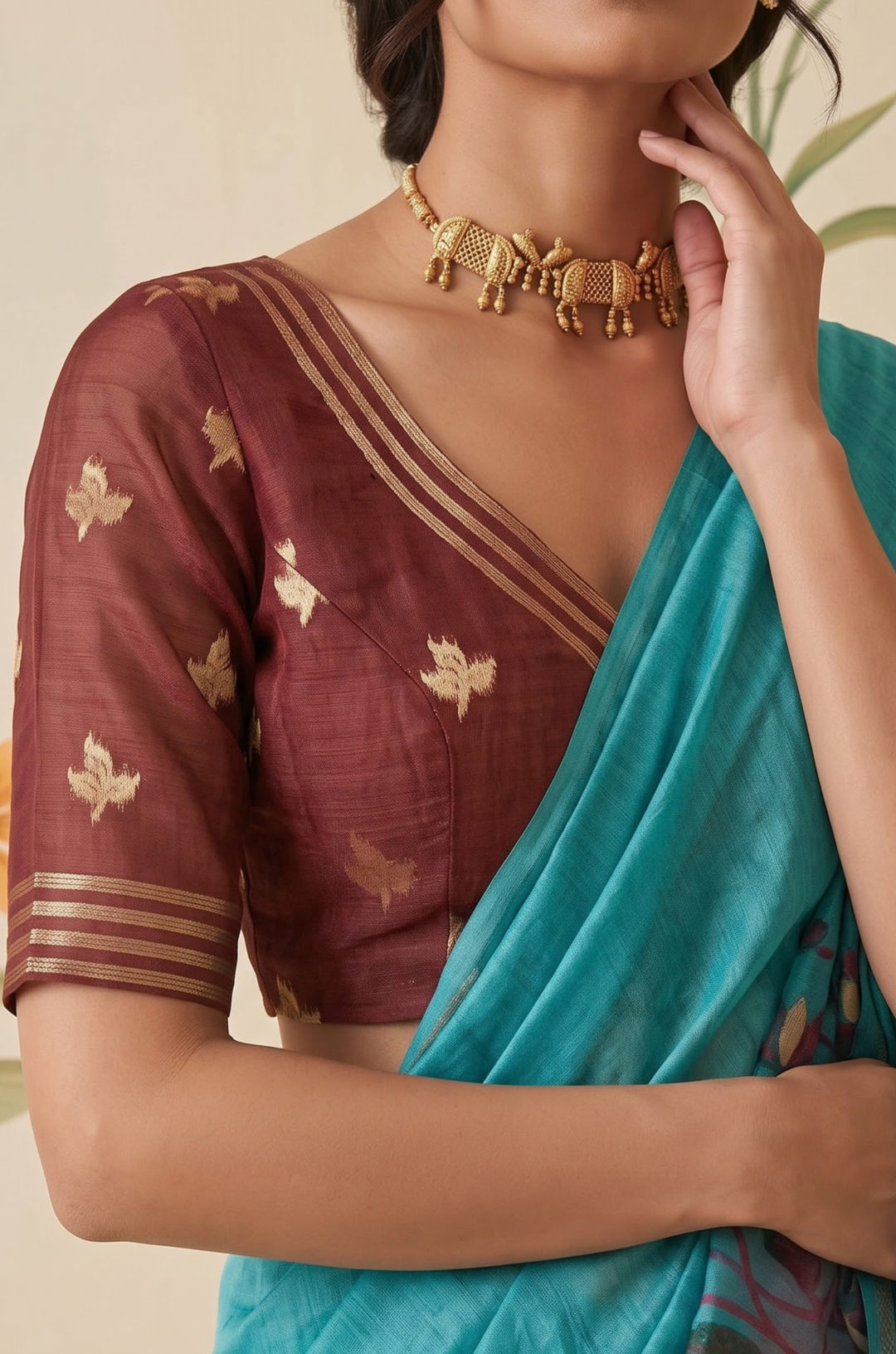 Blue Woven Jamdhani Cotton Saree | Braj Collection