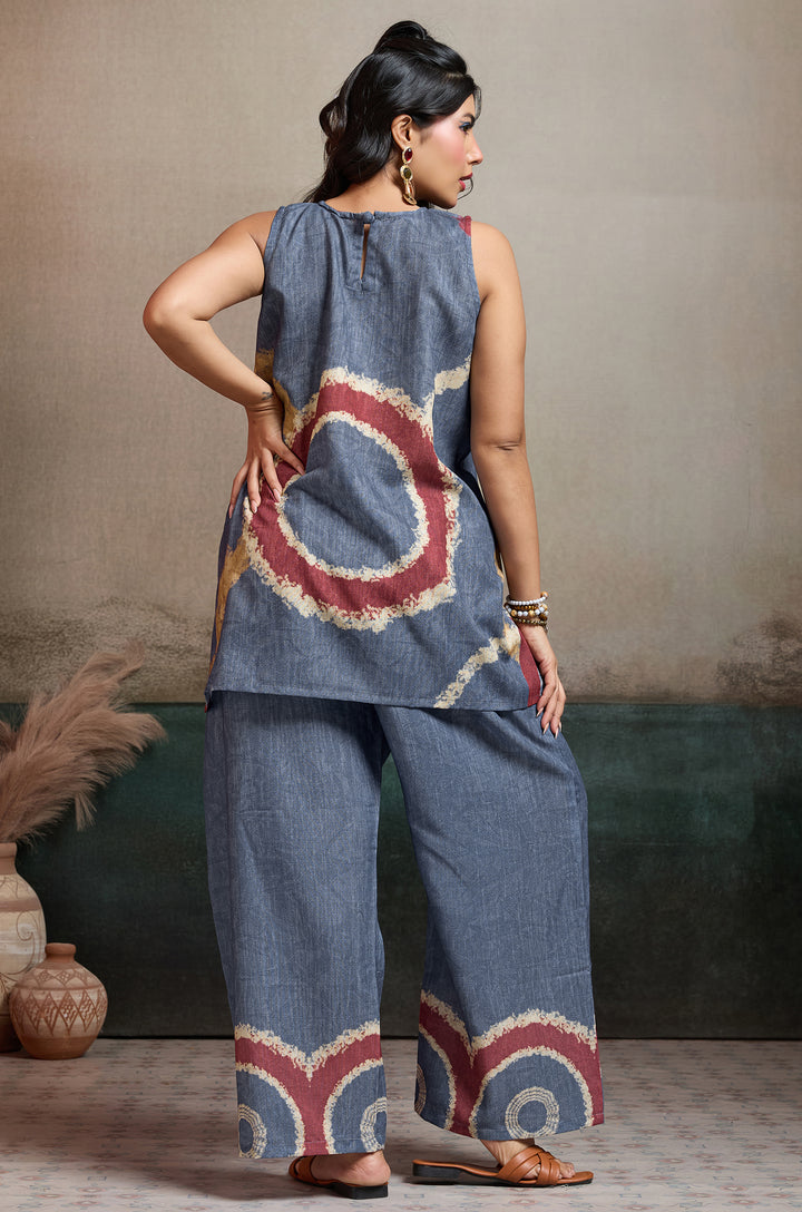 Ocean Ember Linen Women Co-ord set with Digital Print