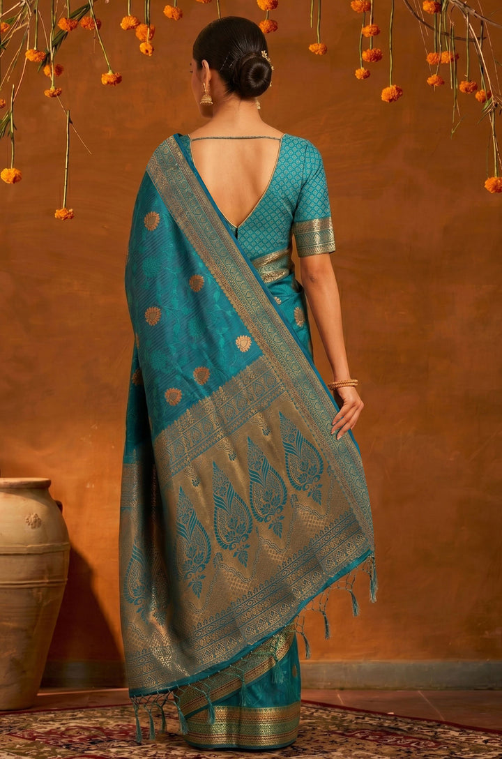 Blue Handloom Woven Silk Saree | Mahotsav Collection