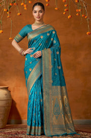 Blue Handloom Woven Silk Saree | Mahotsav Collection