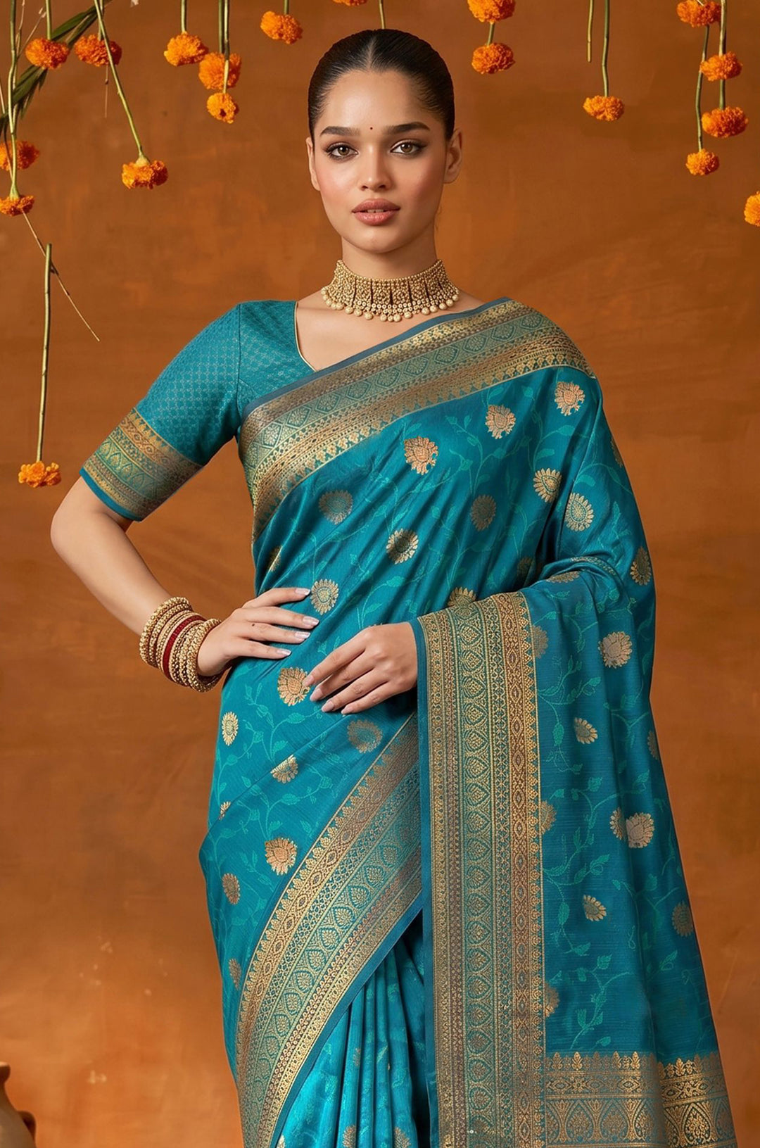 Blue Handloom Woven Silk Saree | Mahotsav Collection