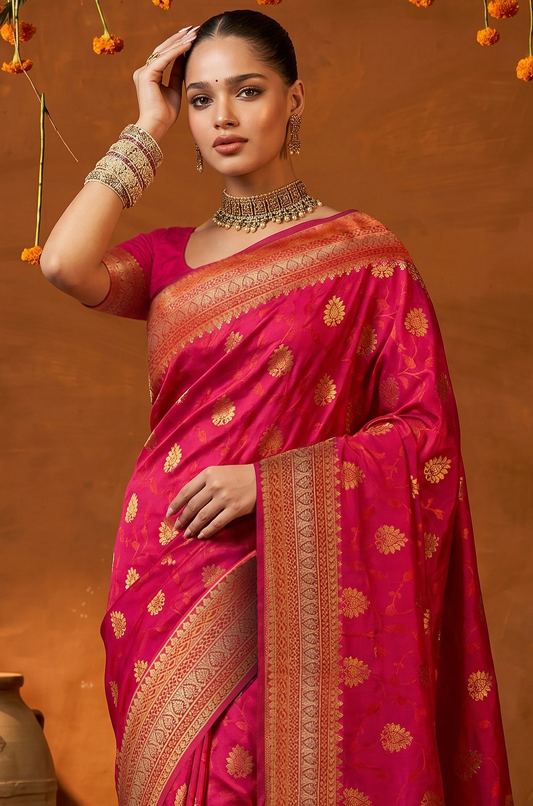Red Handloom Woven Silk Saree | Mahotsav Collection