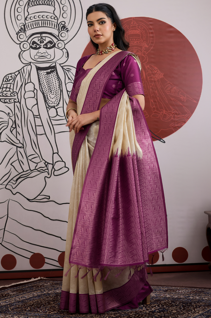 Purple Modern Muse Woven Paper Silk Saree