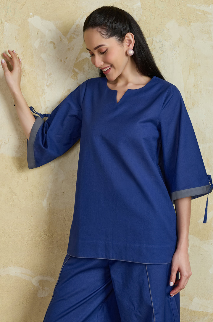 Cobalt Pure Cotton Women Co-ord set