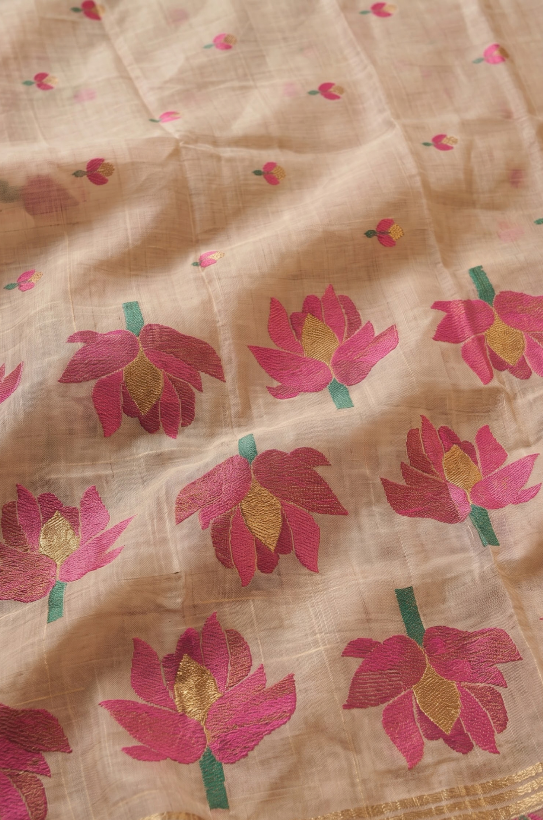 Pink Woven Jamdhani Cotton Saree | Saadgi Collection