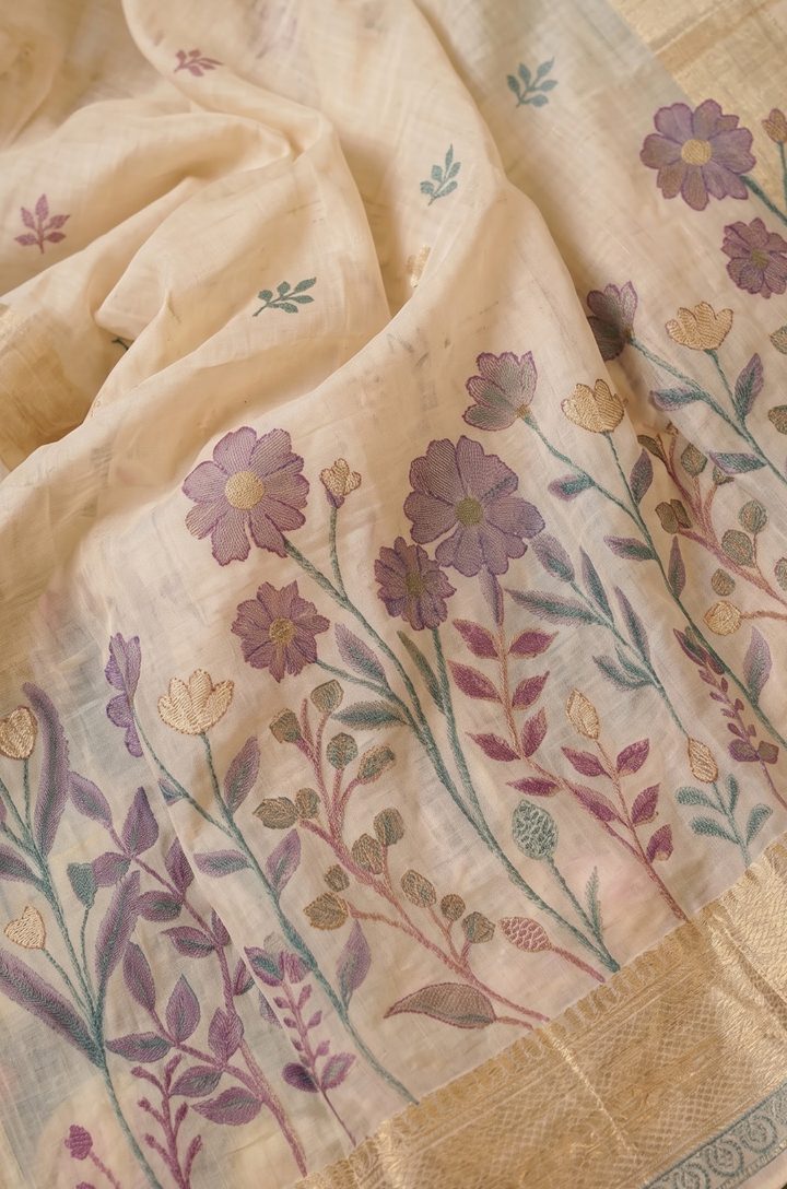 Maroon Woven Jamdhani Cotton Saree | Saadgi Collection
