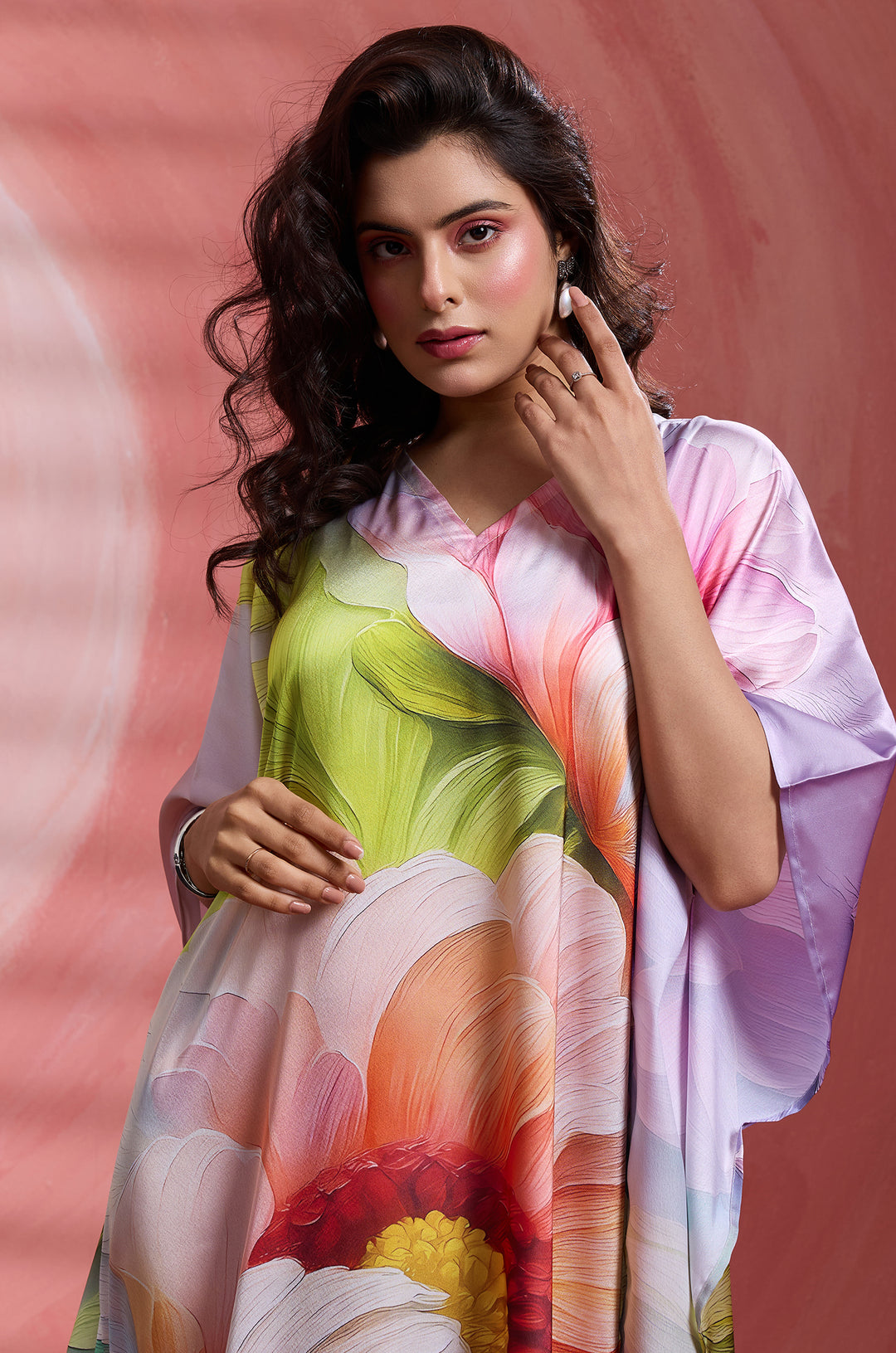Misty Petals - Premium Long Kaftan for Women | Label Aarna
