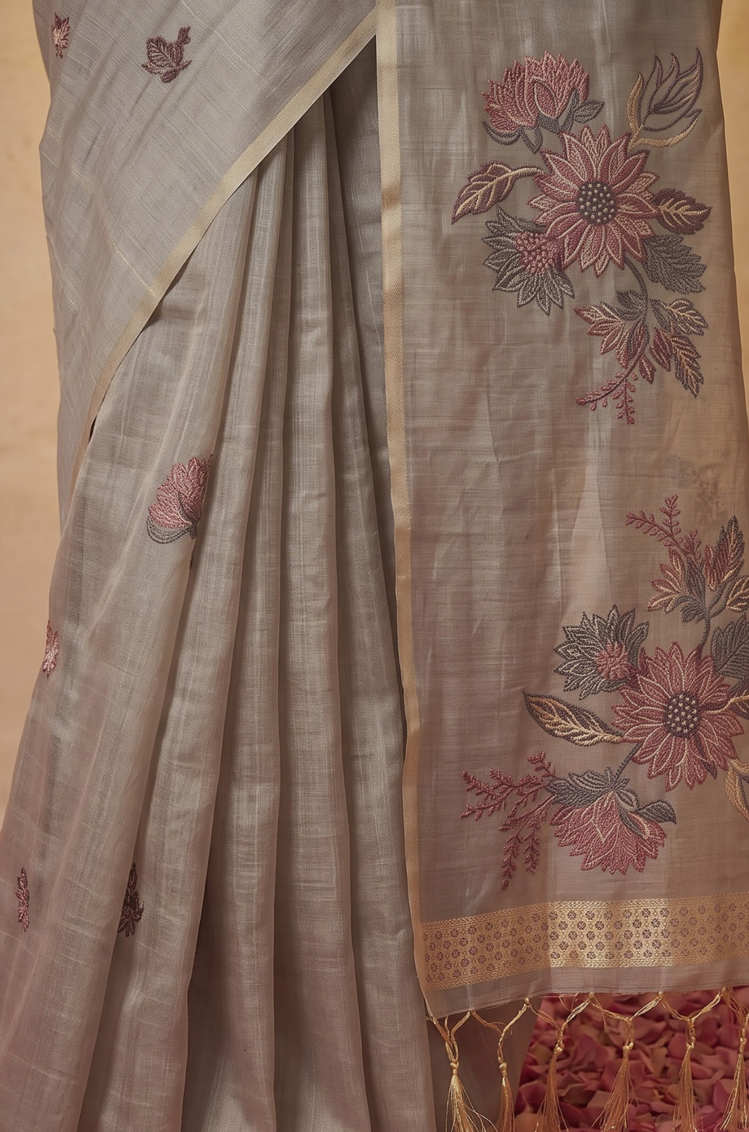 Grey Woven Jamdhani Cotton Saree | Gulnaar Collection