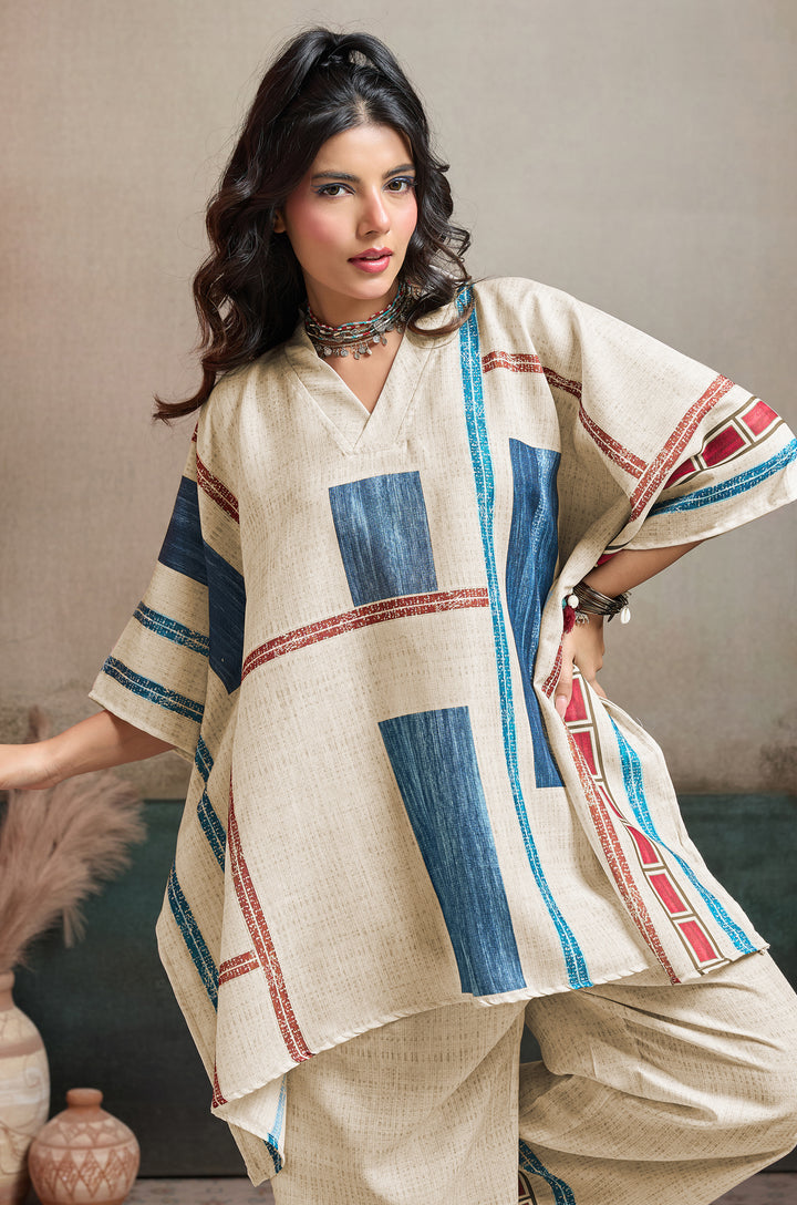 Tidal Glow Linen Women Co-ord set with Digital Print