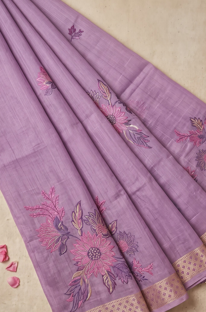 Purple Woven Jamdhani Cotton Saree | Gulnaar Collection