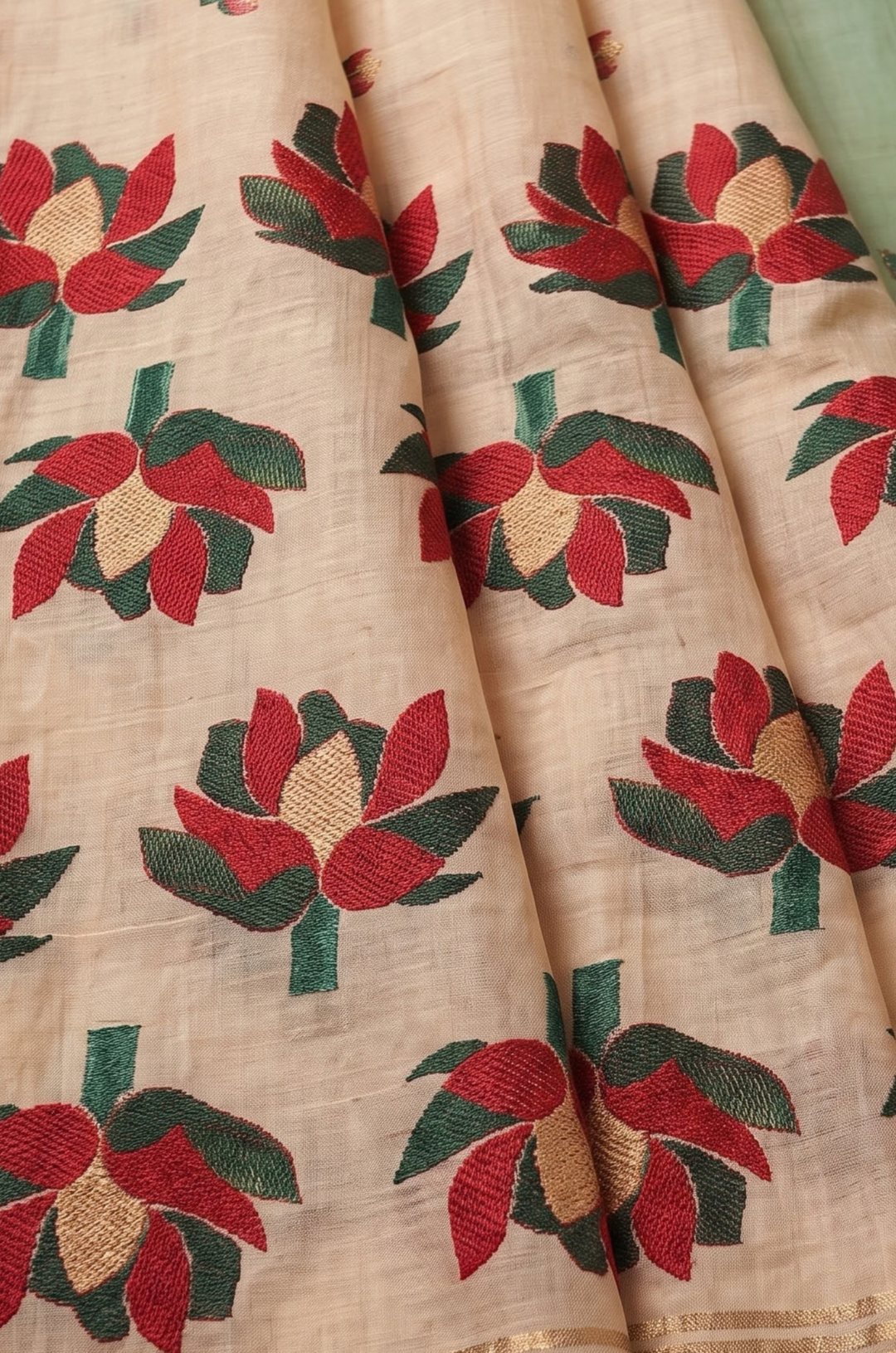 Red Woven Jamdhani Cotton Saree | Saadgi Collection
