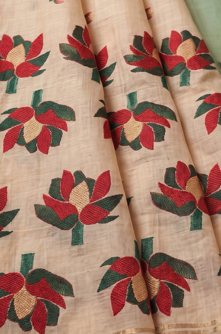 Red Woven Jamdhani Cotton Saree | Saadgi Collection