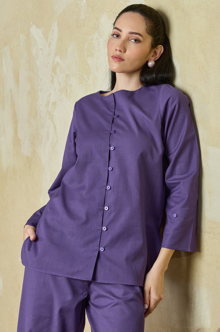 Violet Charm Pure Cotton Women Co-ord set