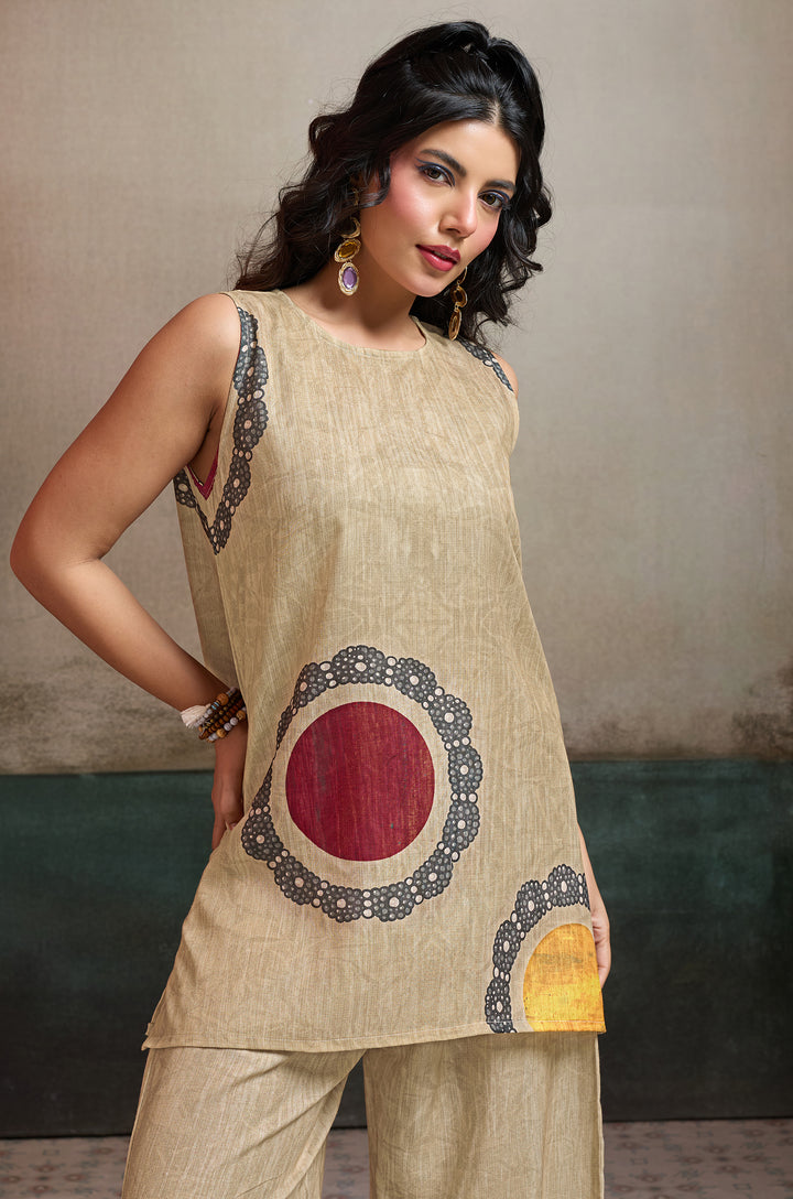 Desert Dots Linen Women Co-ord set with Digital Print