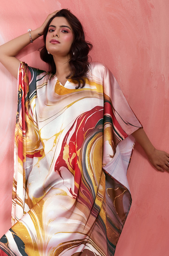 Classic Marble - Premium Long Kaftan for Women | Label Aarna