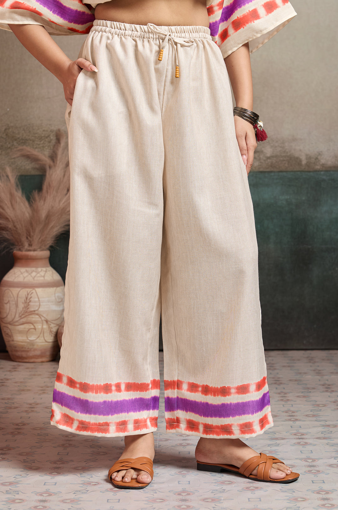 Plum Grid Linen Women Co-ord set with Digital Print