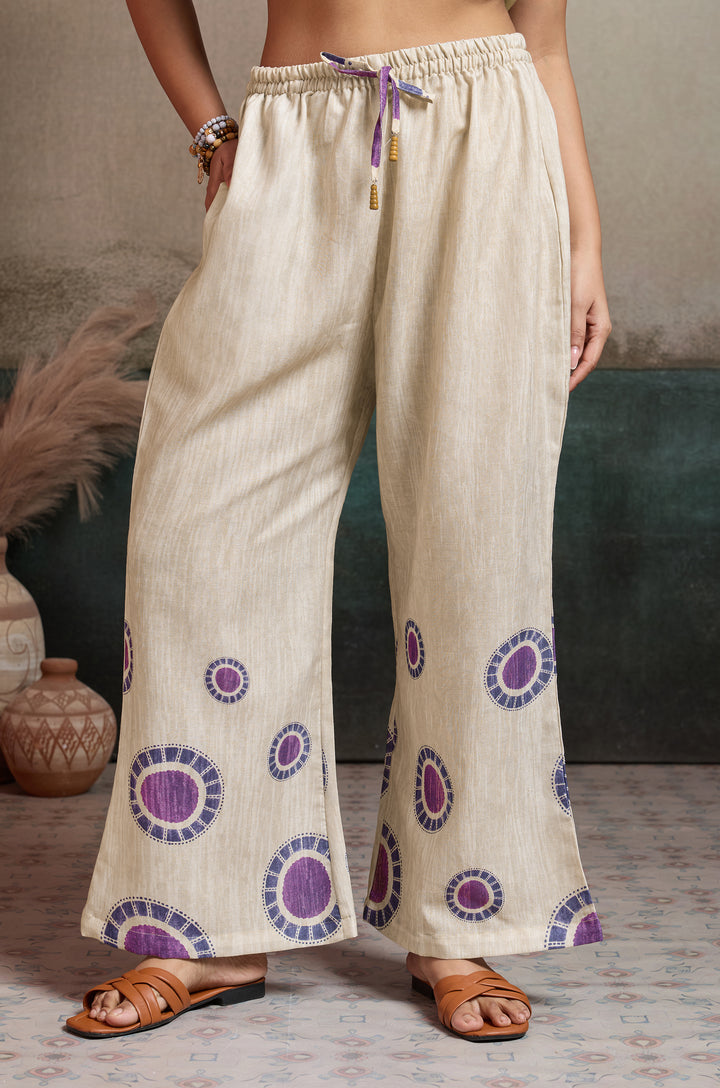 Lilac Orbit Linen Women Co-ord set with Digital Print