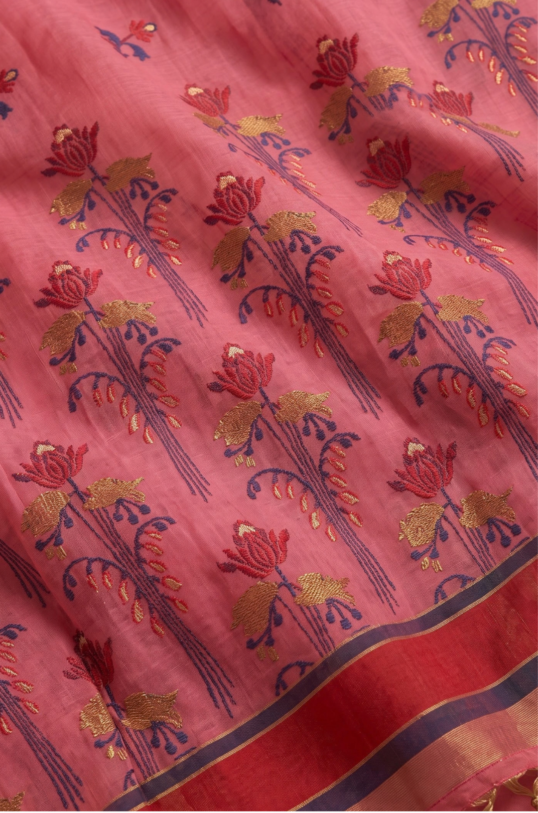 Blush Pink Woven Jamdhani Cotton Saree | Braj Collection