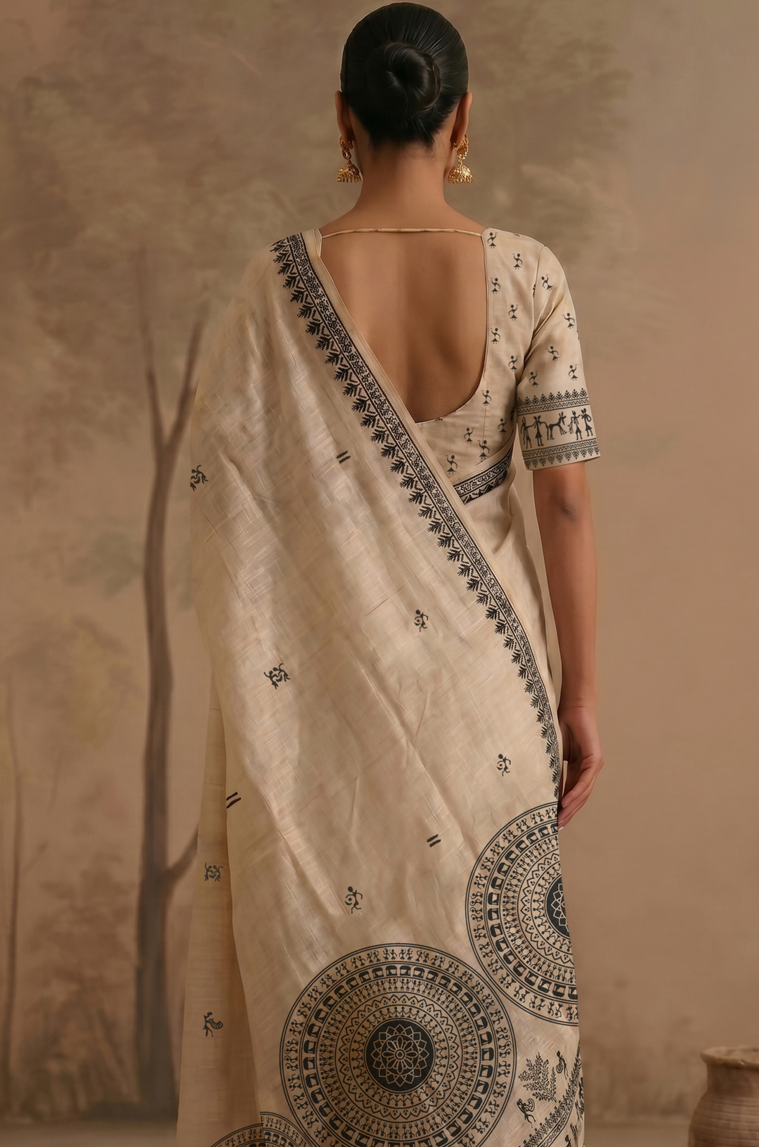 Black Woven Jamdhani Cotton Saree | Sutra Collection