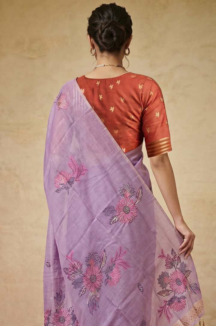 Purple Woven Jamdhani Cotton Saree | Gulnaar Collection