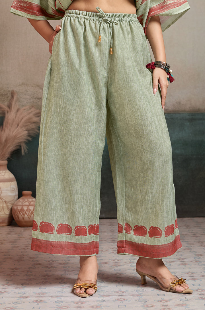 Rustic Leaf Linen Women Co-ord set with Digital Print