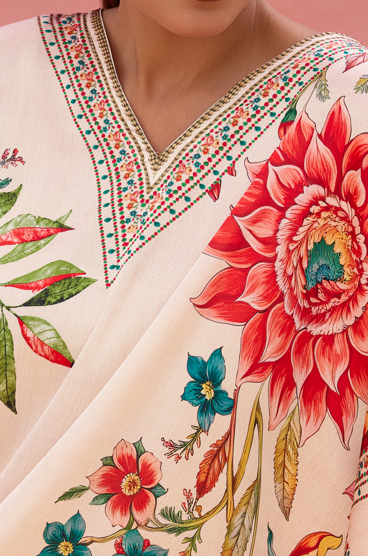 Retro Radiance Soft Satin Women Kaftan Dress with Digital Print