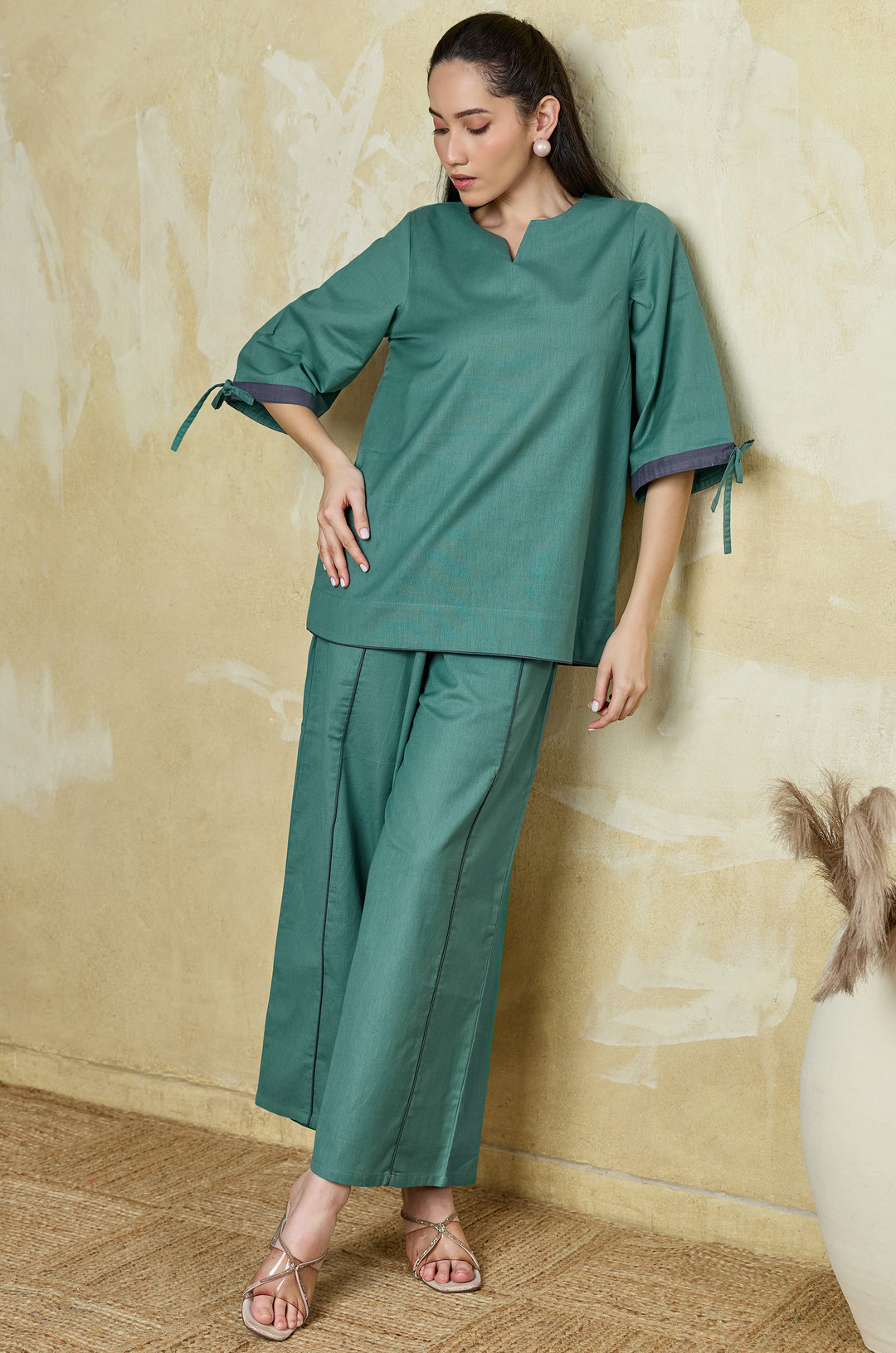 Teal Muse Pure Cotton Women Co-ord set