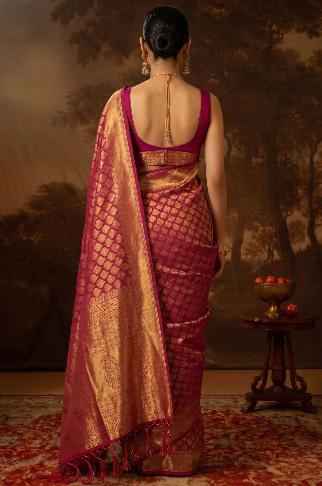 Magenta Kanjivaram Woven Silk Saree | Vastra Collection
