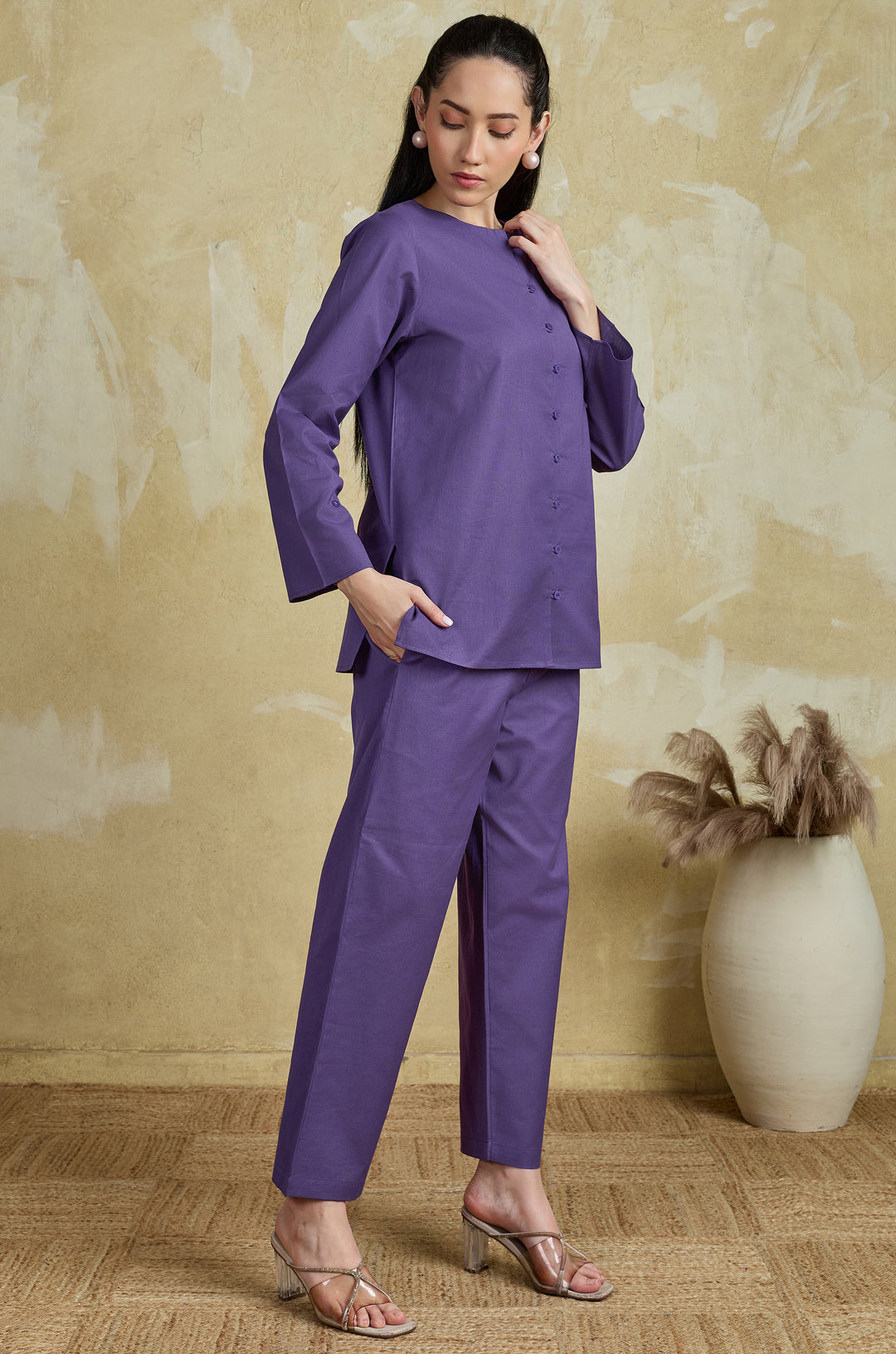 Violet Charm Pure Cotton Women Co-ord set