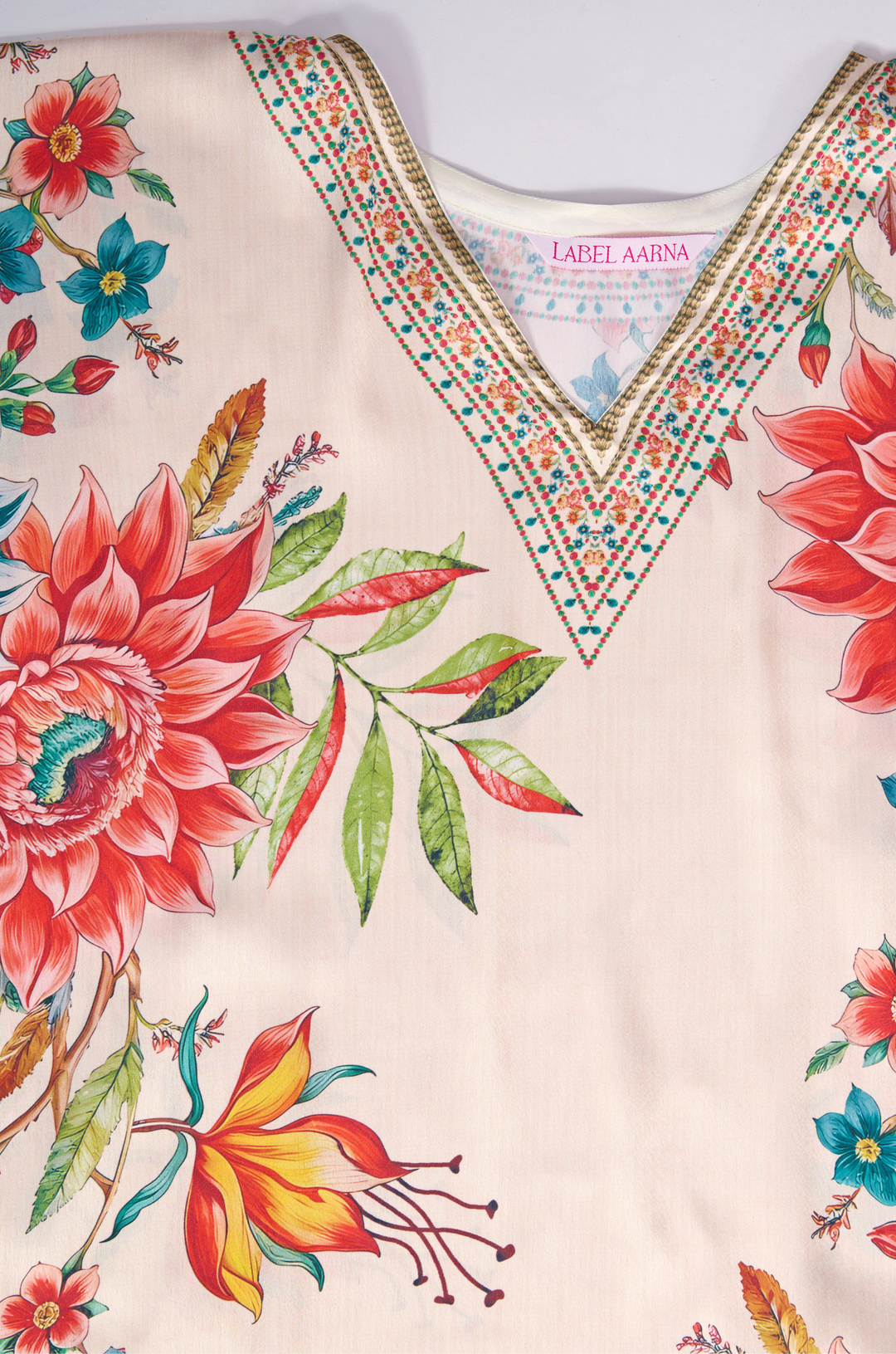 Retro Radiance Soft Satin Women Kaftan Dress with Digital Print