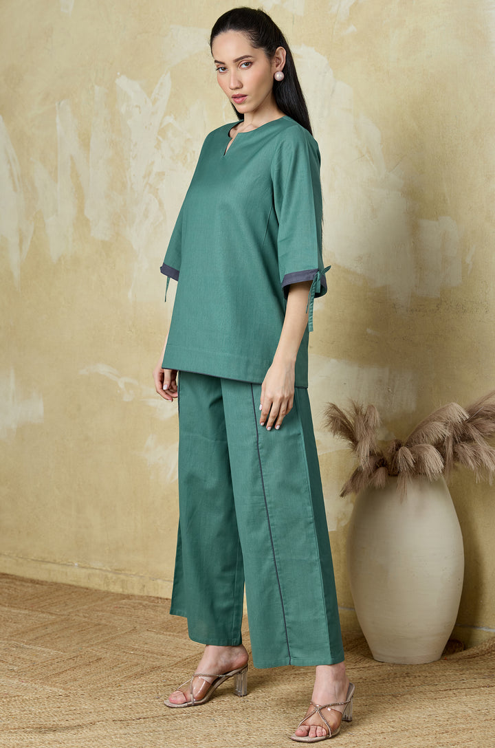 Teal Muse Pure Cotton Women Co-ord set
