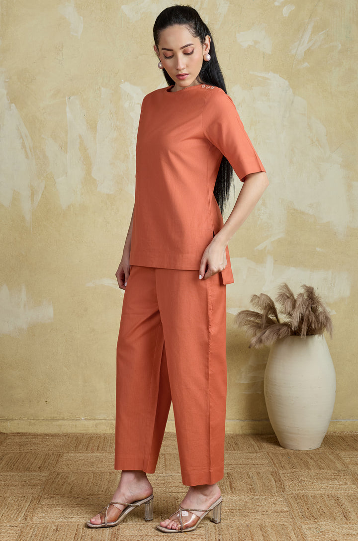 Tangerine Ease Pure Cotton Women Co-ord set