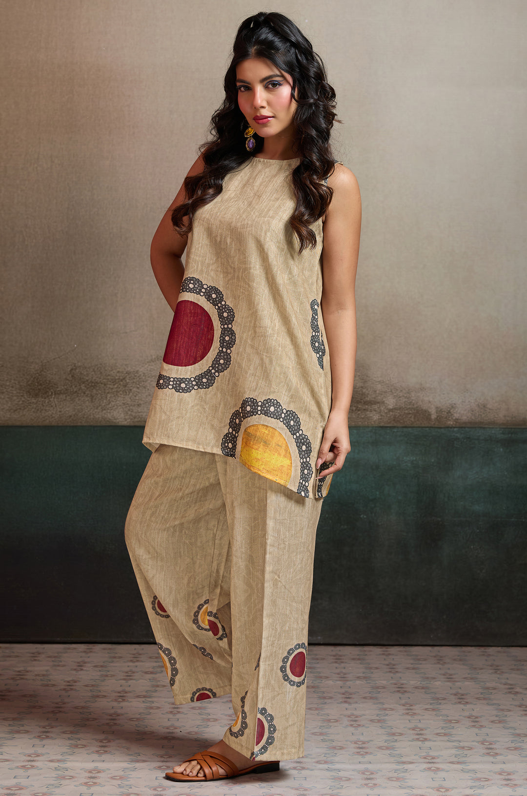 Desert Dots Linen Women Co-ord set with Digital Print