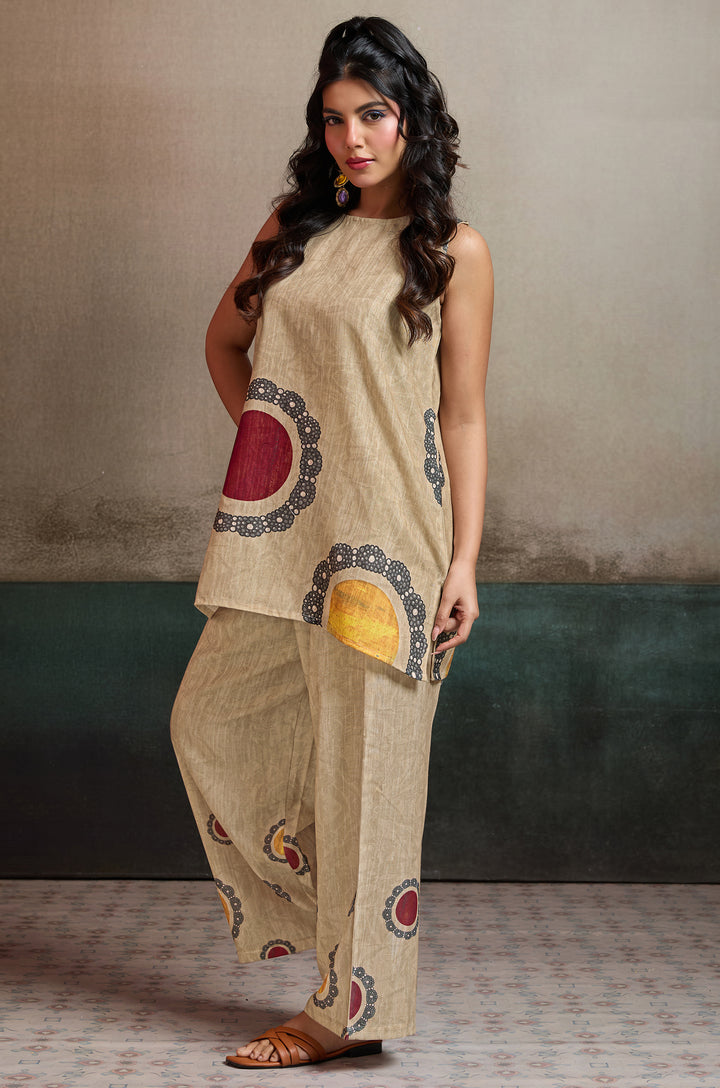 Desert Dots Linen Women Co-ord set with Digital Print