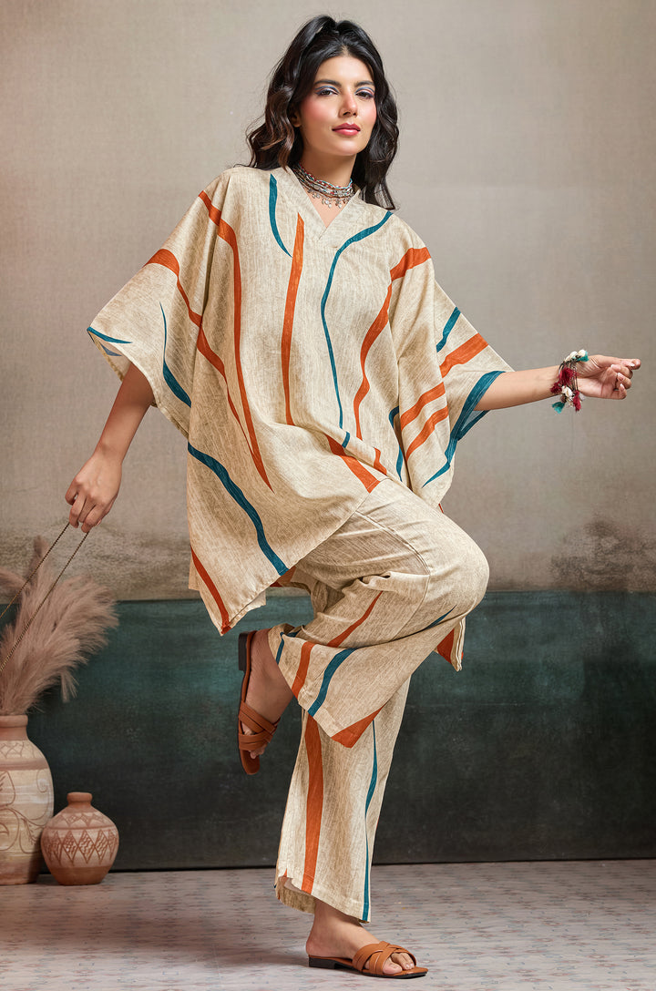 Wave Valley Linen Women Co-ord set with Digital Print