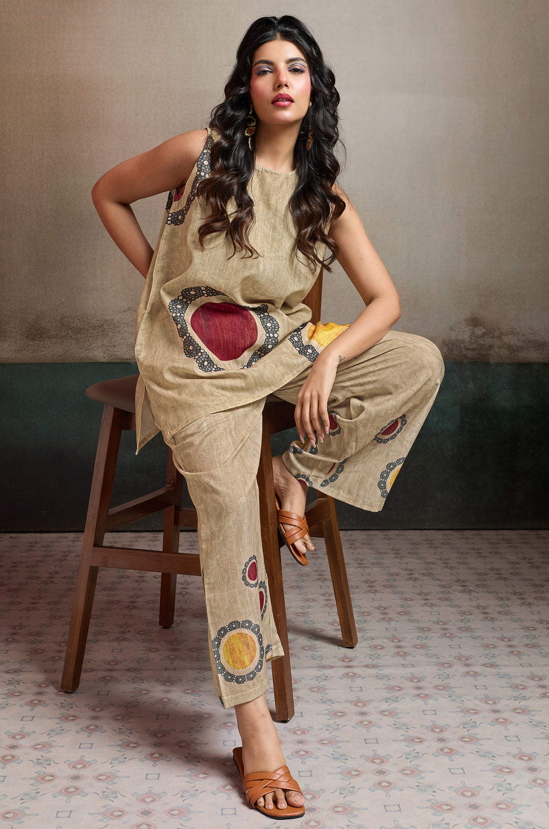 Desert Dots Linen Women Co-ord set with Digital Print