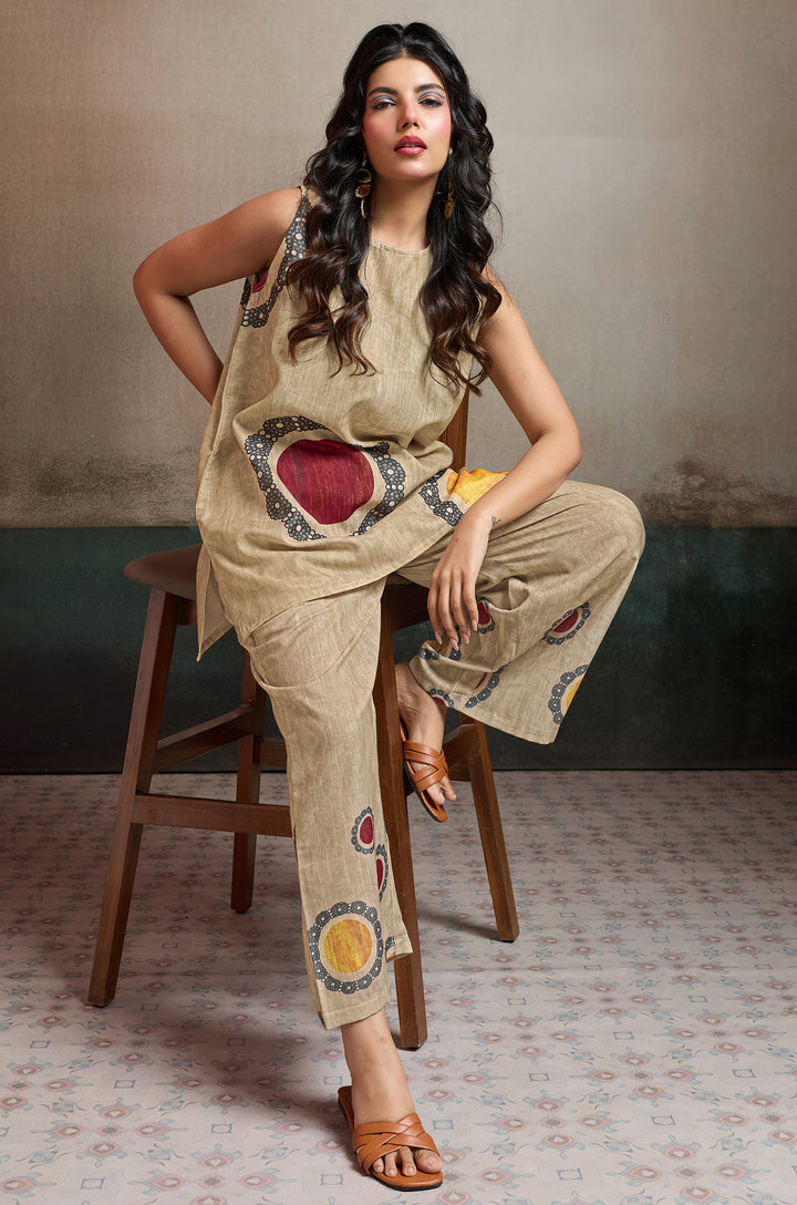 Desert Dots Linen Women Co-ord set with Digital Print