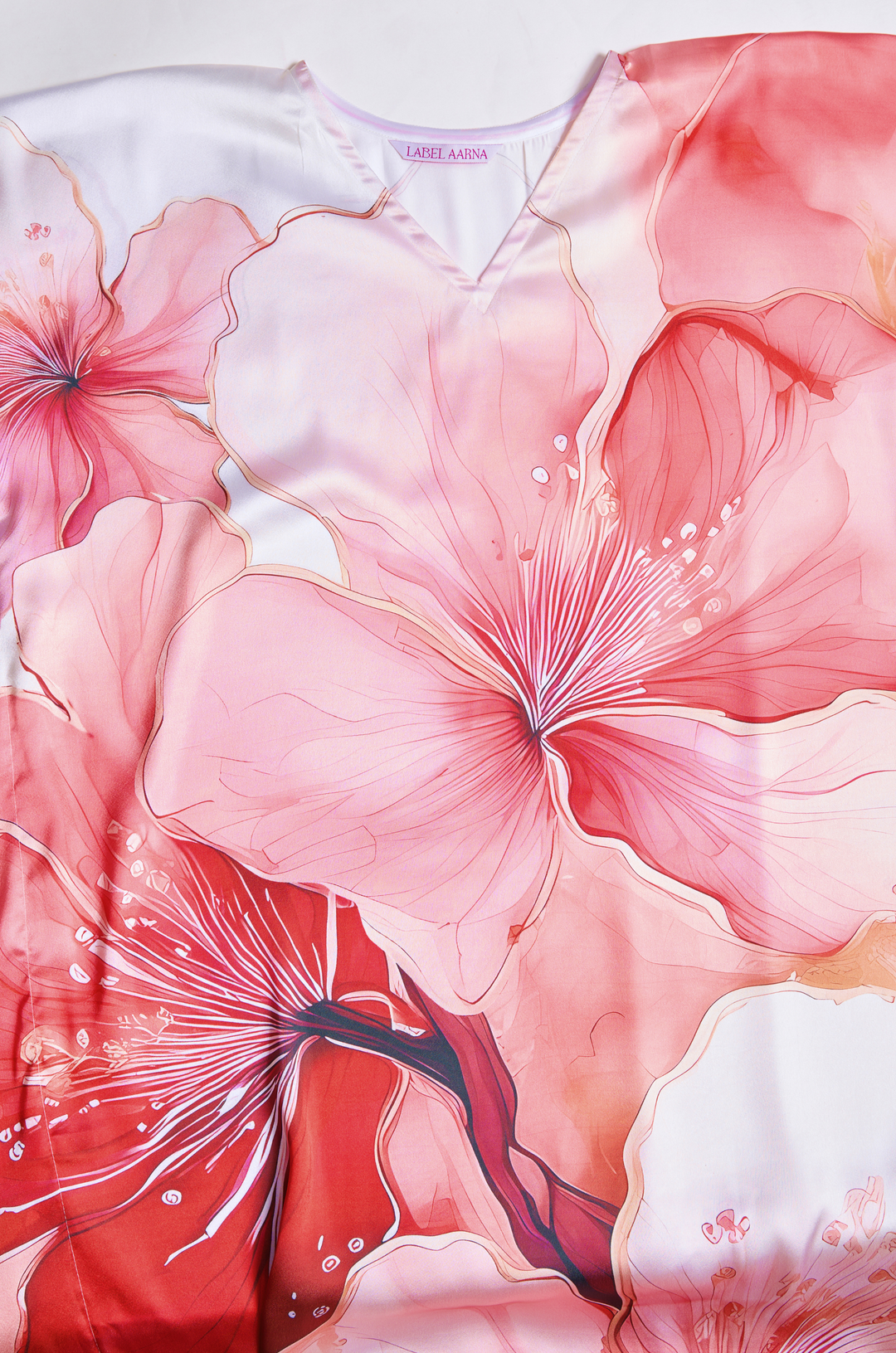 Aloha Bloom Soft Satin Women Kaftan Dress with Digital Print