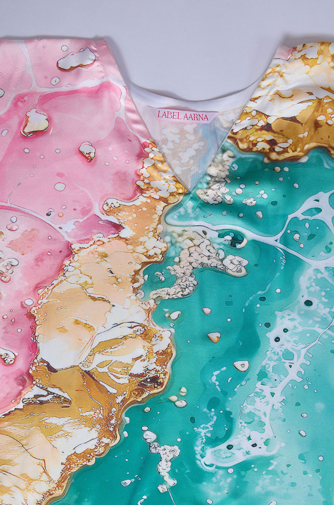 Sorbet Shell Soft Satin Women Kaftan Dress with Digital Print