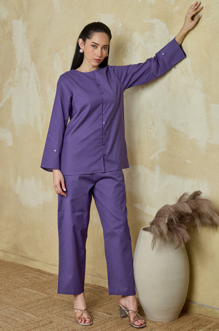 Violet Charm Pure Cotton Women Co-ord set