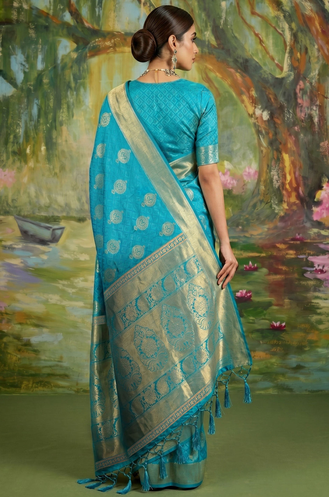 Sky Blue Handloom Woven Silk Saree | Aaradhya Collection