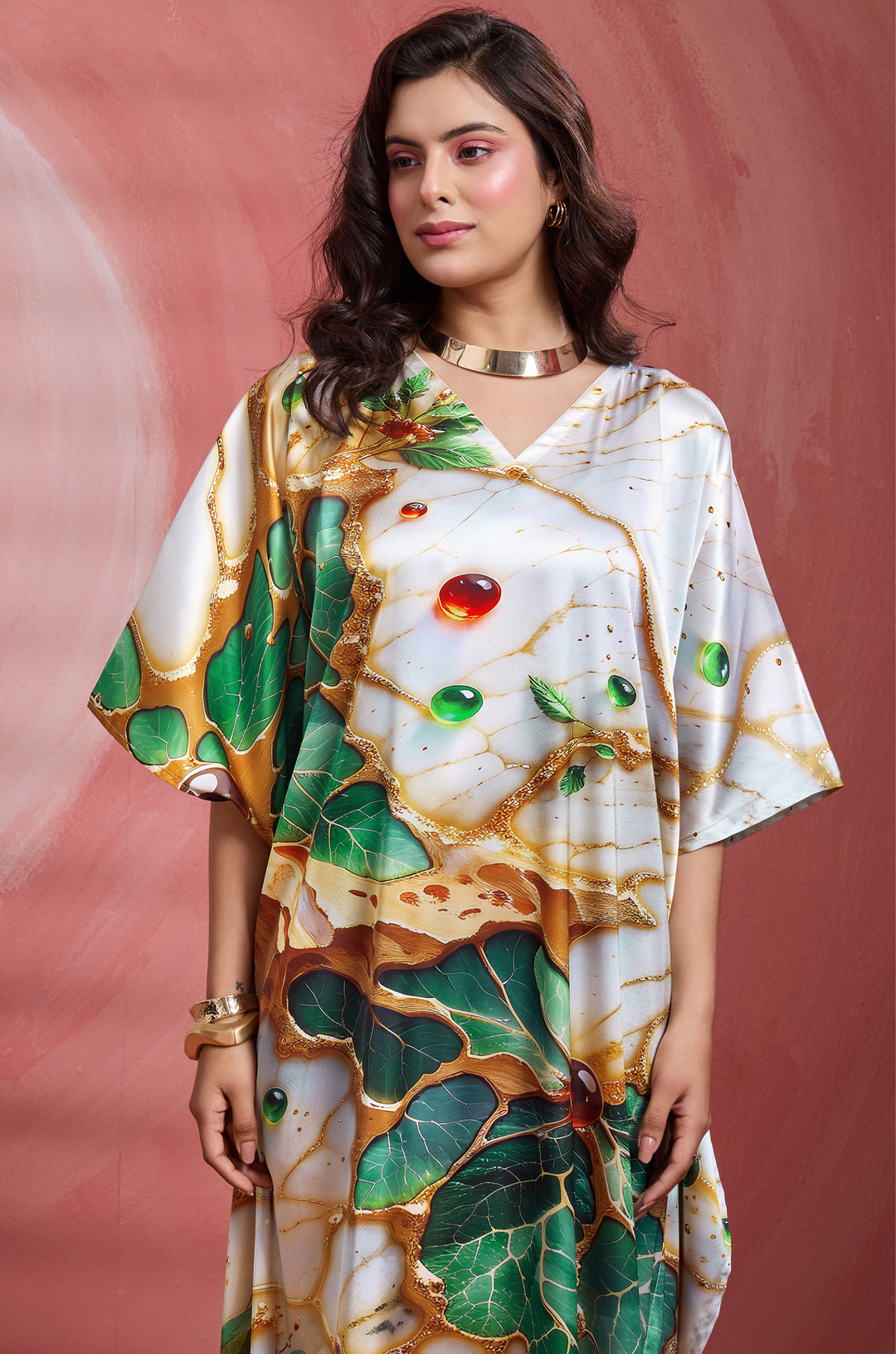Emerald Marble - Premium Long Kaftan for Women | Label Aarna