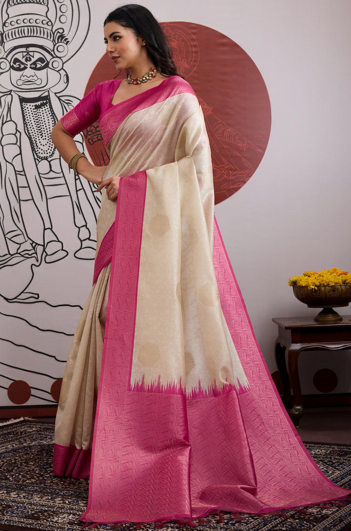 Pink Modern Muse Woven Paper Silk Saree