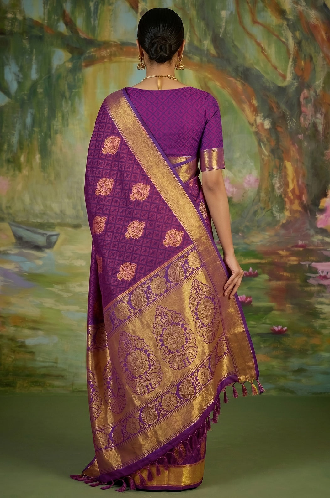 Violet Handloom Woven Silk Saree | Aaradhya Collection