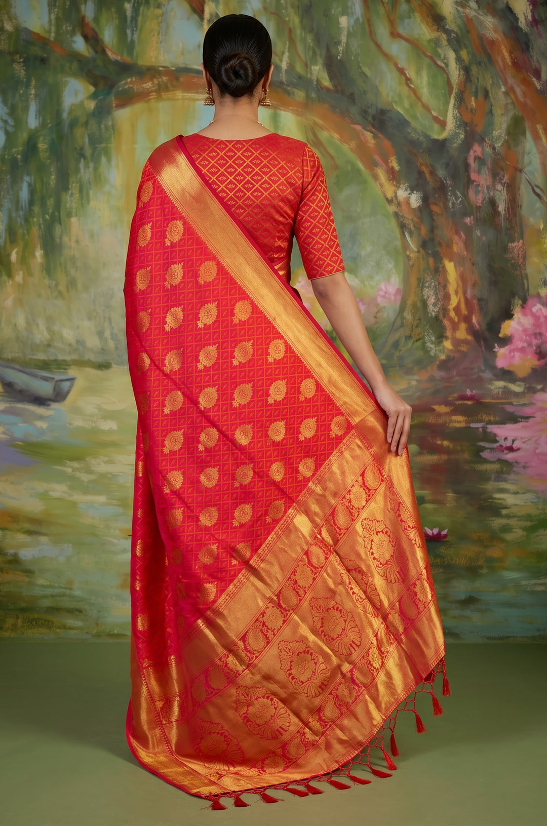 Orange Handloom Woven Silk Saree | Aaradhya Collection
