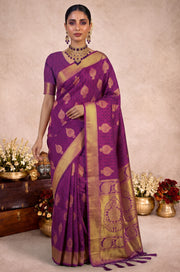 Violet Handloom Woven Silk Saree | Aaradhya Collection